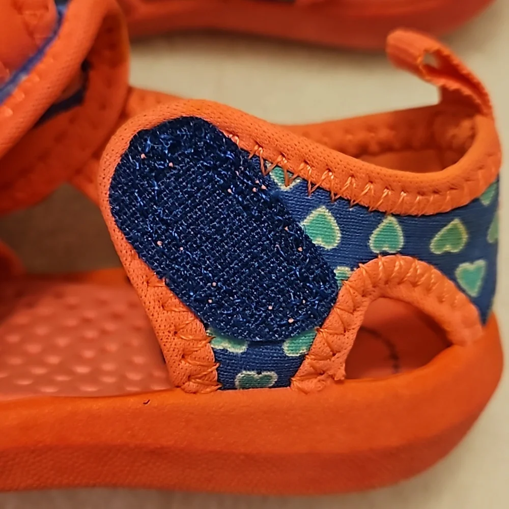 OshKosh | Toddler Pink Body Navy Teal Hearts Water Sandals Sz 5